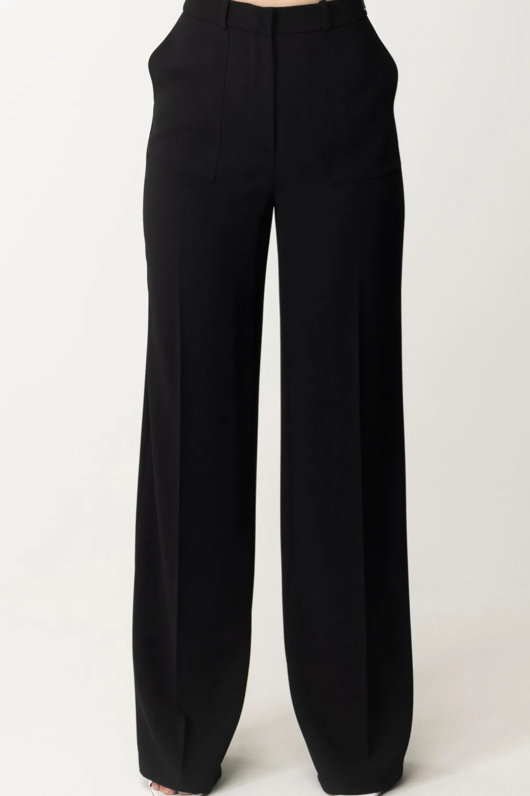 Elisabetta Franchi Pantaloni Gamba Dritta con PiegaNERO