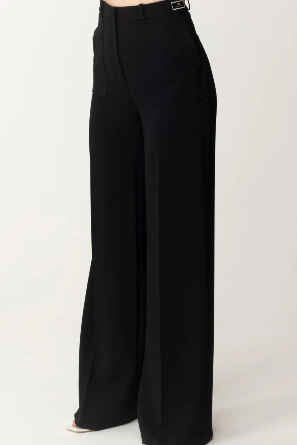 Elisabetta Franchi Pantaloni Gamba Dritta con PiegaNERO