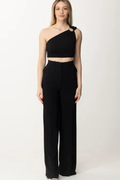 Elisabetta Franchi Pantaloni Gamba Dritta con PiegaNERO