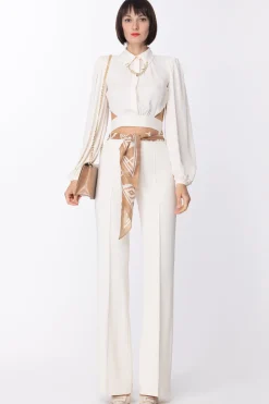 Elisabetta Franchi Pantalone a Zampa con Cintura FoulardBURRO