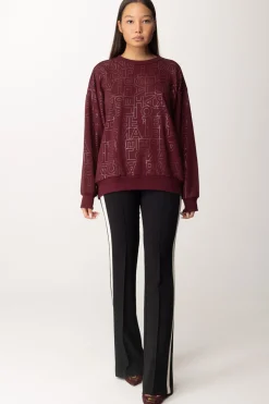 Elisabetta Franchi Pantaloni Svasati con Bande a ContrastoNERO/BURRO