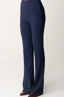 Elisabetta Franchi Pantaloni Flared con Logo In VitaNAVY