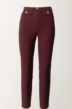 Elisabetta Franchi Pantaloni Dritti con Fascione con LogoROUGE NOIR