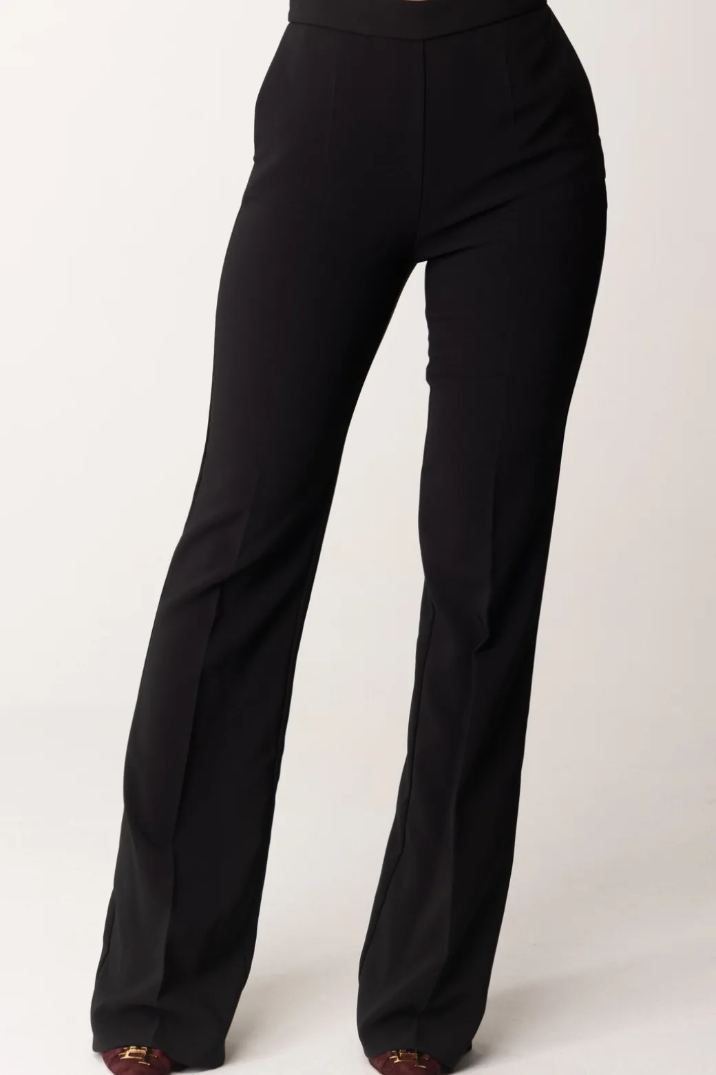 Elisabetta Franchi Pantaloni Flared con Logo In VitaNERO