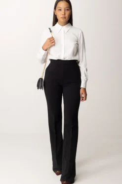 Elisabetta Franchi Pantaloni Flared con Logo In VitaNERO