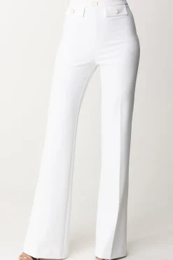 Elisabetta Franchi Pantaloni Svasati con Patte Logate In VitaAVORIO