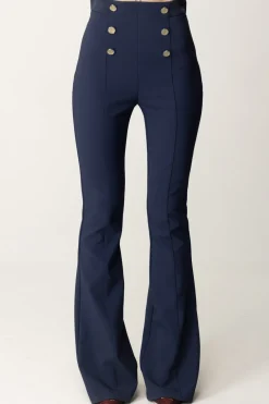 Elisabetta Franchi Pantaloni a Zampa con Fascione In RasoNAVY