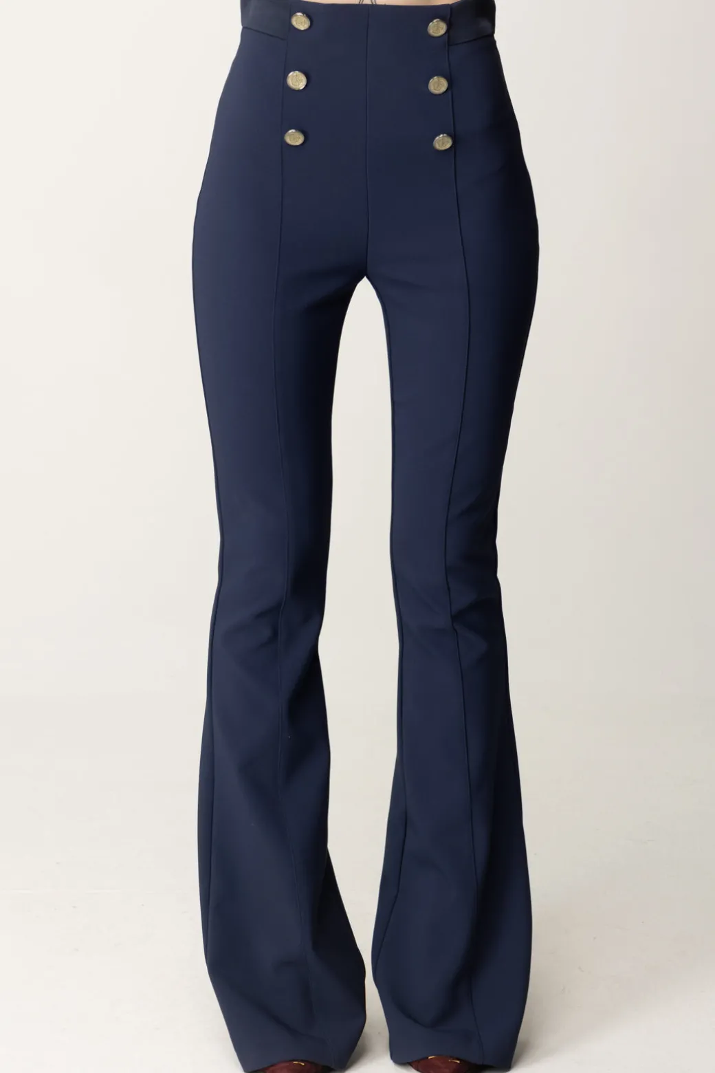Elisabetta Franchi Pantaloni a Zampa con Fascione In RasoNAVY
