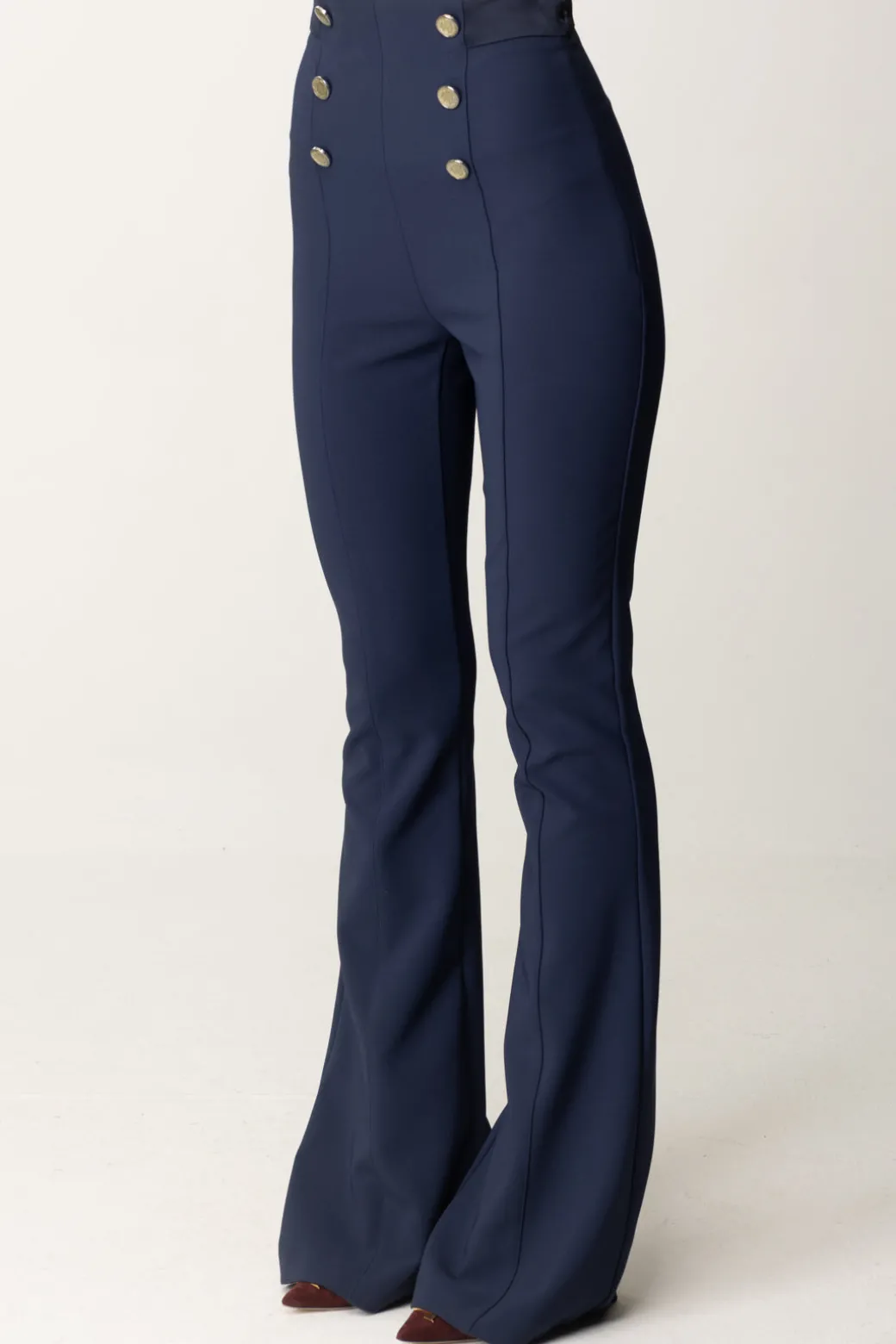 Elisabetta Franchi Pantaloni a Zampa con Fascione In RasoNAVY