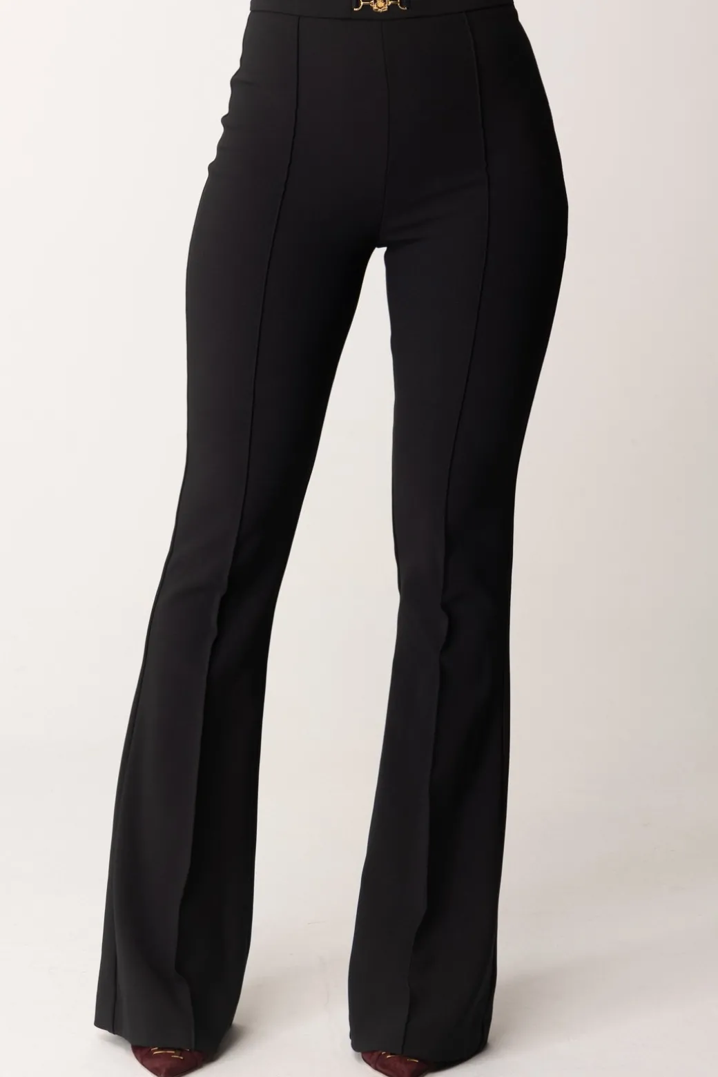 Elisabetta Franchi Pantaloni In Crepe Stretch con Morsetto In VitaNERO