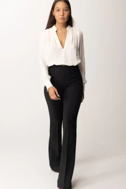 Elisabetta Franchi Pantaloni In Crepe Stretch con Morsetto In VitaNERO