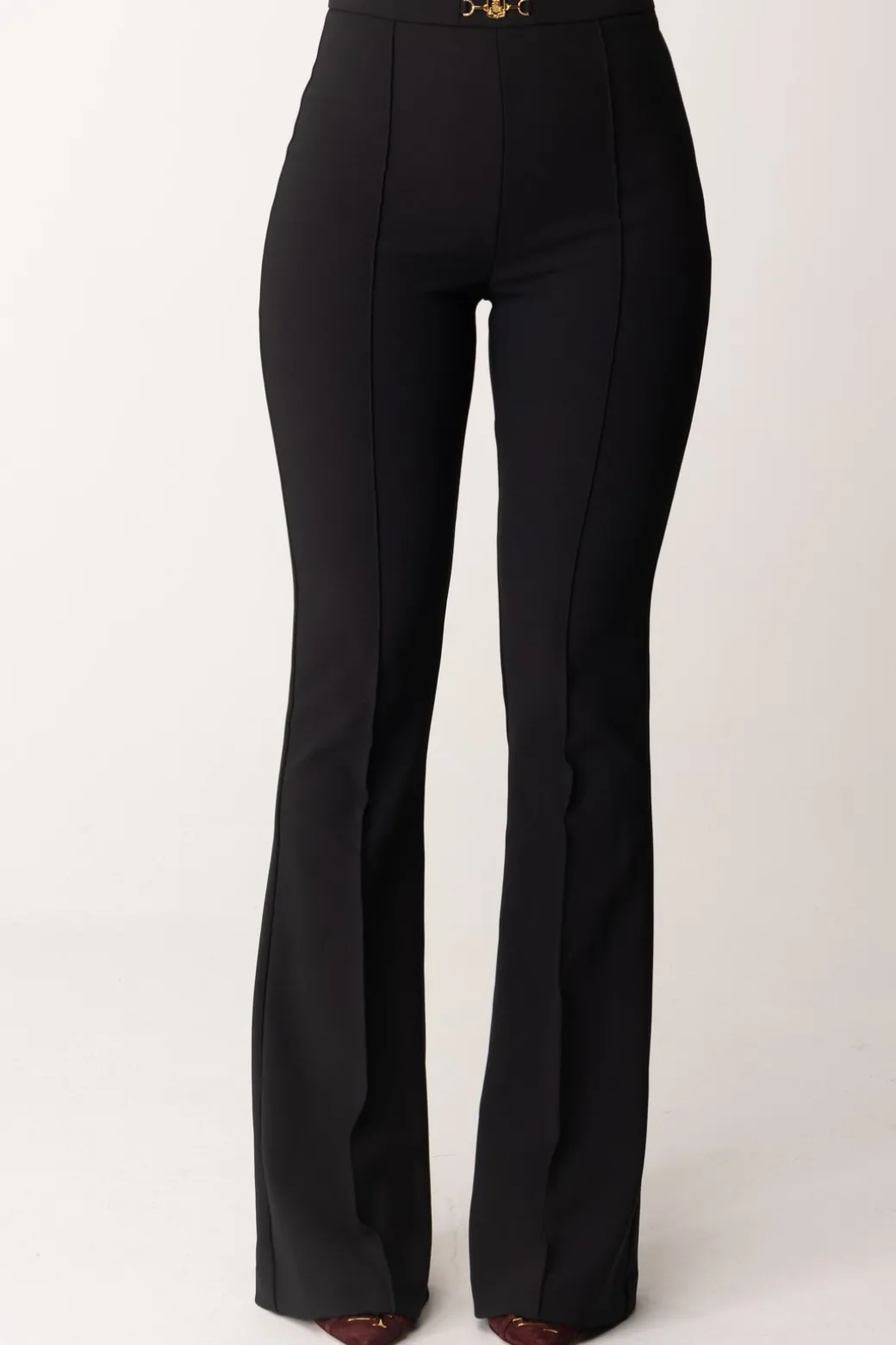 Elisabetta Franchi Pantaloni In Crepe Stretch con Morsetto In VitaNERO