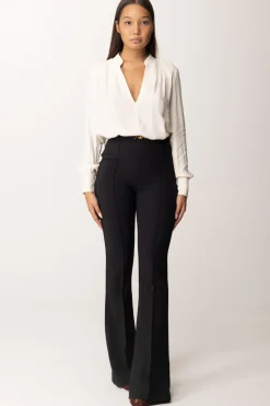 Elisabetta Franchi Pantaloni In Crepe Stretch con Morsetto In VitaNERO