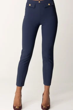 Elisabetta Franchi Pantaloni Dritti con Fascione con LogoNAVY