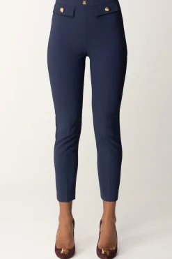 Elisabetta Franchi Pantaloni Dritti con Fascione con LogoNAVY