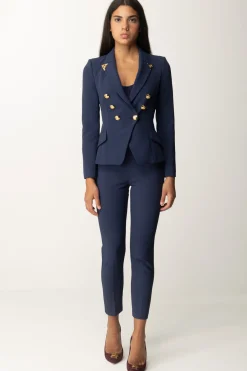 Elisabetta Franchi Pantaloni Dritti con Fascione con LogoNAVY