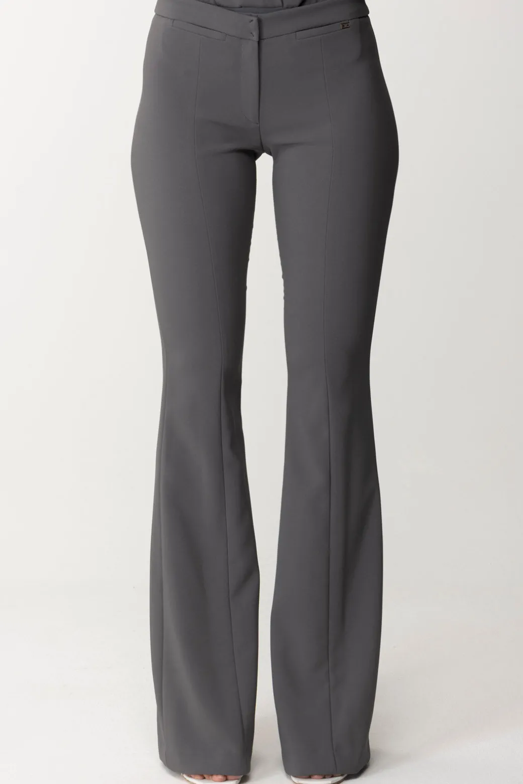 Elisabetta Franchi Pantaloni a Zampa In CrepePIOMBO