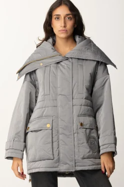 Elisabetta Franchi Piumino Stile Aviatore In Nylon SatinSTEEL