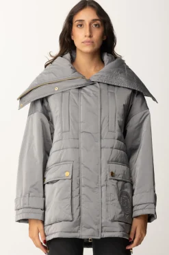 Elisabetta Franchi Piumino Stile Aviatore In Nylon SatinSTEEL