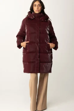 Elisabetta Franchi Piumino Lungo In Nylon SatinROUGE NOIR