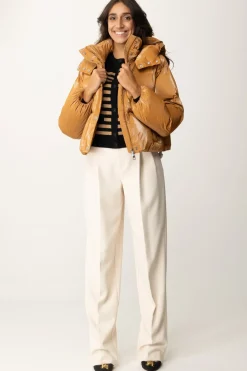 Elisabetta Franchi Piumino Crop In Nylon Effetto MetallizzatoBRONZE