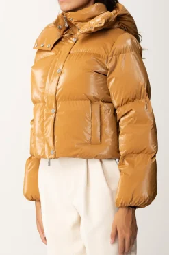 Elisabetta Franchi Piumino Crop In Nylon Effetto MetallizzatoBRONZE