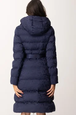 Elisabetta Franchi Piumino Lungo In Nylon LetteringNAVY