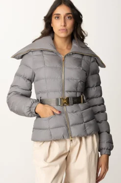 Elisabetta Franchi Piumino con Cintura e Maxi CollettoSTEEL