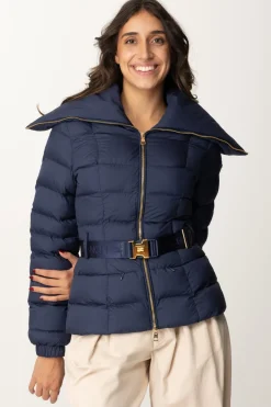 Elisabetta Franchi Piumino con Cintura e Maxi CollettoNAVY