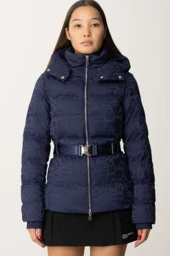 Elisabetta Franchi Piumino In Nylon Jacquard con CinturaaNAVY