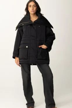 Elisabetta Franchi Piumino Stile Aviatore In Nylon SatinNERO