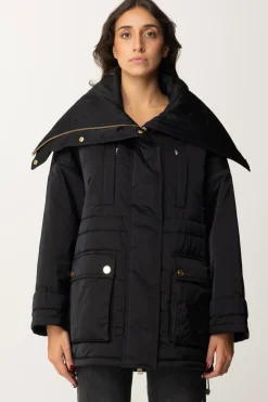 Elisabetta Franchi Piumino Stile Aviatore In Nylon SatinNERO