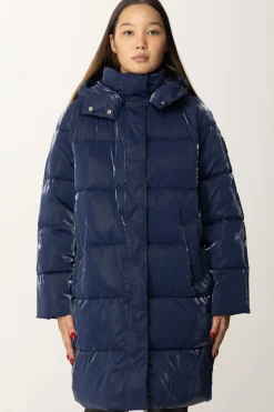 Elisabetta Franchi Piumino Lungo In Nylon SatinNAVY