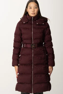 Elisabetta Franchi Piumino Lungo In Nylon LetteringROUGE NOIR