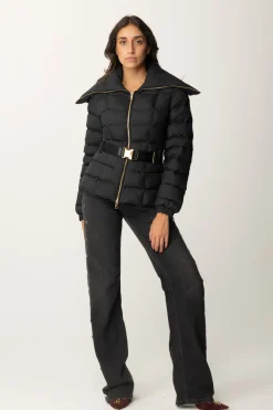 Elisabetta Franchi Piumino con Cintura e Maxi CollettoNERO