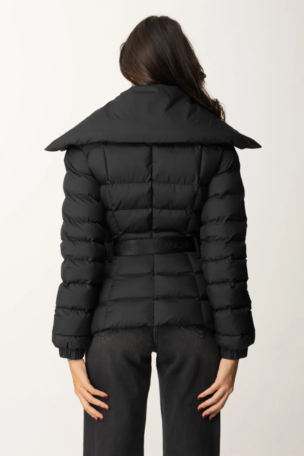 Elisabetta Franchi Piumino con Cintura e Maxi CollettoNERO