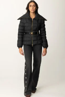 Elisabetta Franchi Piumino con Cintura e Maxi CollettoNERO