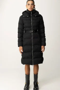 Elisabetta Franchi Piumino Lungo In Nylon LetteringNERO