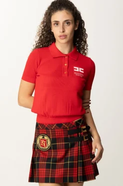 Elisabetta Franchi Polo In Maglia con Logo Special SeriesRED PASSION