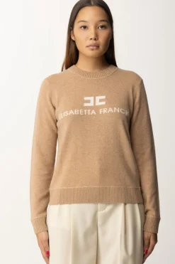 Elisabetta Franchi Pullover In Misto CashmereCAMEL MELANGE/AVORIO