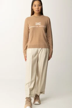 Elisabetta Franchi Pullover In Misto CashmereCAMEL MELANGE/AVORIO