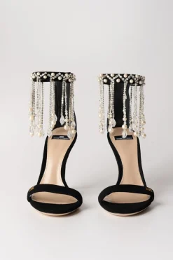 Elisabetta Franchi Sandali con Catena Di Strass e PerleNERO