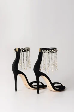 Elisabetta Franchi Sandali con Catena Di Strass e PerleNERO