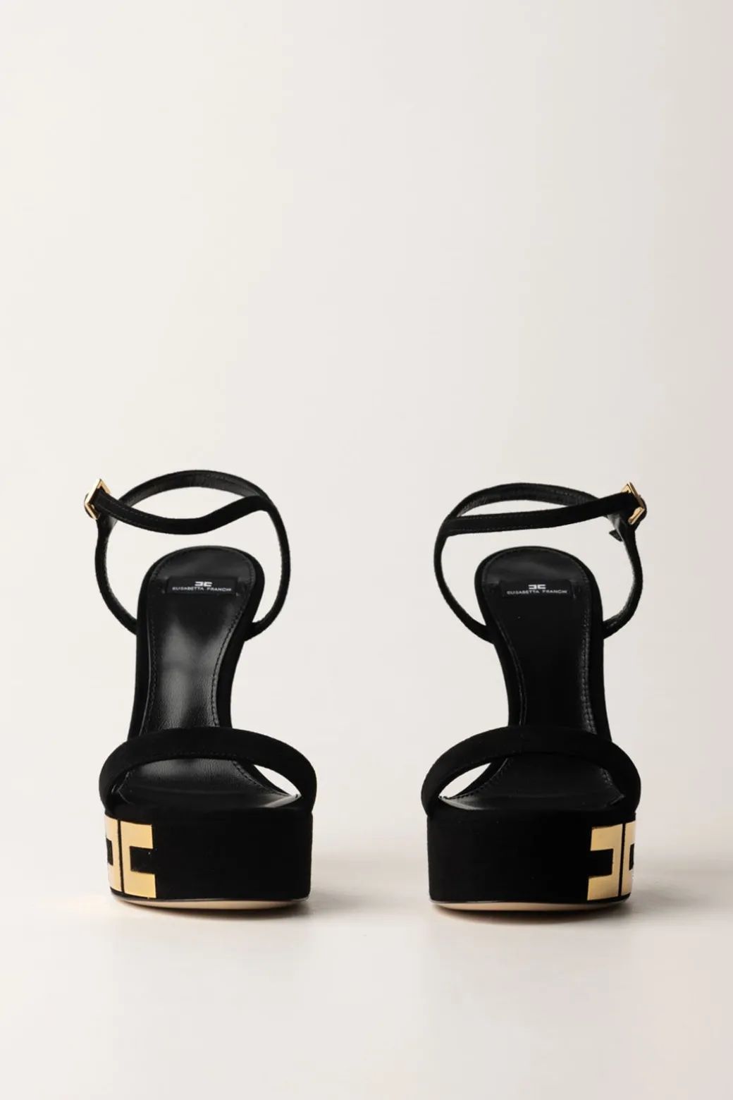 Elisabetta Franchi Sandali Scamosciati con Plateau e LogoNERO