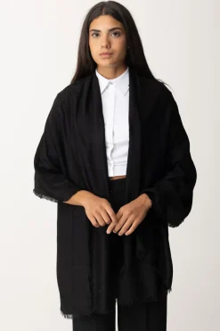 Elisabetta Franchi Sciarpa In Viscosa con Logo LetteringNERO