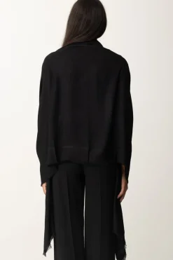 Elisabetta Franchi Sciarpa In Viscosa con Logo LetteringNERO