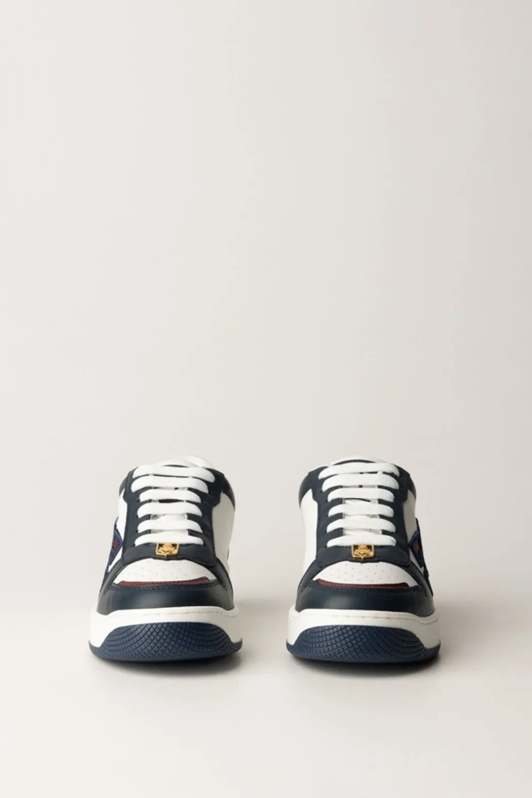 Elisabetta Franchi Sneakers In Pelle con Logo Doppia CNAVY/AVORIO