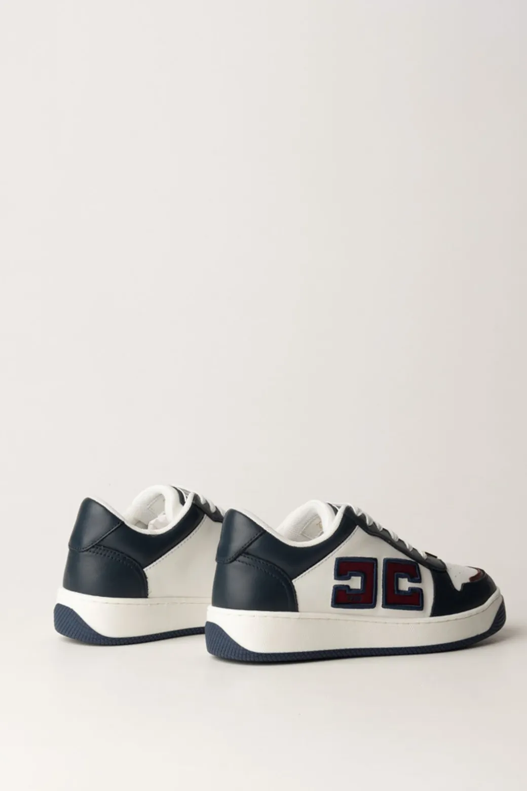 Elisabetta Franchi Sneakers In Pelle con Logo Doppia CNAVY/AVORIO
