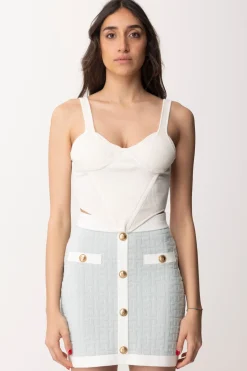 Elisabetta Franchi Top a Costine con Coppe e SteccheBURRO