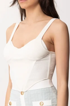 Elisabetta Franchi Top a Costine con Coppe e SteccheBURRO